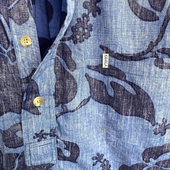 Kahala Hawaiian Aloha Shirt Mens L Floral Blue Cotton Pocket Button Up EUC - Picture 3 of 9
